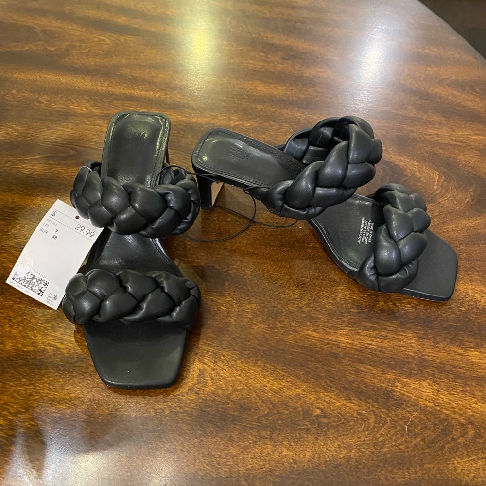 H&M Black braided heels